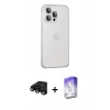 MARSİLYAN™- iPhone 15 Pro Max Kılıf Eksen Form Serisi - Siyah Bilvis 5in1 3D Magic Cam Ekran Koruyucu + Raze Metal Kamera Lens - SH