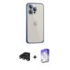 MARSİLYAN™- iPhone 15 Pro Max Kılıf Eksen Form Serisi - Siyah Bilvis 5in1 3D Magic Cam Ekran Koruyucu + Raze Metal Kamera Lens - TMGI