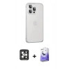 MARSİLYAN™- iPhone 15 Pro Max Kılıf Eksen Form Serisi - Siyah Bilvis 5in1 5D Magic Hayalet Cam Ekran Koruyucu + PVD Metal Kamera Lens - GI