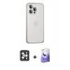 MARSİLYAN™- iPhone 15 Pro Max Kılıf Eksen Form Serisi - Siyah Bilvis 5in1 5D Magic Hayalet Cam Ekran Koruyucu + PVD Metal Kamera Lens - GI