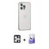 MARSİLYAN™- iPhone 15 Pro Max Kılıf Eksen Form Serisi - Siyah Bilvis 5in1 5D Magic Hayalet Cam Ekran Koruyucu + PVD Metal Kamera Lens - GS