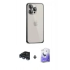 MARSİLYAN™- iPhone 15 Pro Max Kılıf Eksen Form Serisi - Siyah Bilvis 5in1 5D Magic Hayalet Cam Ekran Koruyucu + Raze Metal Kamera Lens - LT