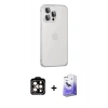 MARSİLYAN™- iPhone 15 Pro Max Kılıf Eksen Form Serisi - Siyah Bilvis 5in1 5D Magic Hayalet Cam Ekran Koruyucu + PVD Metal Kamera Lens - TU