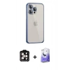 MARSİLYAN™- iPhone 15 Pro Max Kılıf Eksen Form Serisi - Siyah Bilvis 5in1 5D Magic Hayalet Cam Ekran Koruyucu + PVD Metal Kamera Lens - TU