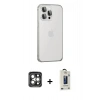 MARSİLYAN™- iPhone 15 Pro Max Kılıf Eksen Form Serisi - Siyah Bilvis Hayalet Cam Ekran Koruyucu + PVD Metal Kamera Lens - GI