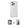 MARSİLYAN™- iPhone 15 Pro Max Kılıf Eksen Form Serisi - Siyah Bilvis Hayalet Cam Ekran Koruyucu + Gümüş PVD Metal Kamera Lens