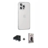 MARSİLYAN™- iPhone 15 Pro Max Kılıf Eksen Form Serisi - Siyah Bilvis Hayalet Cam Ekran Koruyucu + Lacivert Raze Metal Kamera Lens