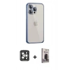 MARSİLYAN™- iPhone 15 Pro Max Kılıf Eksen Form Serisi - Siyah Bilvis Hayalet Cam Ekran Koruyucu + PVD Metal Kamera Lens - GI