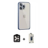 MARSİLYAN™- iPhone 15 Pro Max Kılıf Eksen Form Serisi - Siyah Bilvis Hayalet Cam Ekran Koruyucu + PVD Metal Kamera Lens - TU