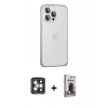 MARSİLYAN™- iPhone 15 Pro Max Kılıf Eksen Form Serisi - Siyah Bilvis Hayalet Cam Ekran Koruyucu + PVD Metal Kamera Lens - GI