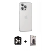 MARSİLYAN™- iPhone 15 Pro Max Kılıf Eksen Form Serisi - Siyah Bilvis Hayalet Cam Ekran Koruyucu + PVD Metal Kamera Lens - TU