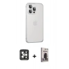 MARSİLYAN™- iPhone 15 Pro Max Kılıf Eksen Form Serisi - Siyah Bilvis Hayalet Cam Ekran Koruyucu + PVD Metal Kamera Lens - GI