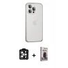 MARSİLYAN™- iPhone 15 Pro Max Kılıf Eksen Form Serisi - Siyah Bilvis Hayalet Cam Ekran Koruyucu + PVD Metal Kamera Lens - TU