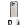 MARSİLYAN™- iPhone 15 Pro Max Kılıf Eksen Form Serisi - Siyah Bilvis Hayalet Cam Ekran Koruyucu + PVD Metal Kamera Lens - TU