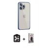 MARSİLYAN™- iPhone 15 Pro Max Kılıf Eksen Form Serisi - Siyah Bilvis Hayalet Cam Ekran Koruyucu + PVD Metal Kamera Lens - TU