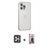 MARSİLYAN™- iPhone 15 Pro Max Kılıf Eksen Form Serisi - Siyah Bilvis Hayalet Cam Ekran Koruyucu + PVD Metal Kamera Lens - SH