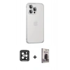 MARSİLYAN™- iPhone 15 Pro Max Kılıf Eksen Form Serisi - Siyah Bilvis Hayalet Cam Ekran Koruyucu + PVD Metal Kamera Lens - SH