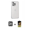 MARSİLYAN™- iPhone 15 Pro Max Kılıf Eksen Form Serisi - Siyah Buffer Cam Ekran Koruyucu + PVD Metal Kamera Lens - SH
