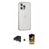 MARSİLYAN™- iPhone 15 Pro Max Kılıf Eksen Form Serisi - Siyah Buffer Cam Ekran Koruyucu + Raze Metal Kamera Lens - GS