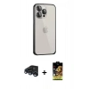 MARSİLYAN™- iPhone 15 Pro Max Kılıf Eksen Form Serisi - Siyah Buffer Cam Ekran Koruyucu + Raze Metal Kamera Lens - LT