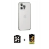 MARSİLYAN™- iPhone 15 Pro Max Kılıf Eksen Form Serisi - Siyah Buffer Cam Ekran Koruyucu + PVD Metal Kamera Lens - TU