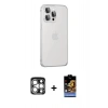 MARSİLYAN™- iPhone 15 Pro Max Kılıf Eksen Form Serisi - Siyah Buffer Hayalet Cam Ekran Koruyucu + PVD Metal Kamera Lens - GS