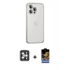 MARSİLYAN™- iPhone 15 Pro Max Kılıf Eksen Form Serisi - Siyah Buffer Hayalet Cam Ekran Koruyucu + PVD Metal Kamera Lens - GI