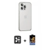 MARSİLYAN™- iPhone 15 Pro Max Kılıf Eksen Form Serisi - Siyah Buffer Hayalet Cam Ekran Koruyucu + PVD Metal Kamera Lens - SH
