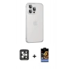 MARSİLYAN™- iPhone 15 Pro Max Kılıf Eksen Form Serisi - Siyah Buffer Hayalet Cam Ekran Koruyucu + PVD Metal Kamera Lens - GI