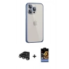 MARSİLYAN™- iPhone 15 Pro Max Kılıf Eksen Form Serisi - Siyah Buffer Hayalet Cam Ekran Koruyucu + Raze Metal Kamera Lens - TMGI