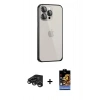 MARSİLYAN™- iPhone 15 Pro Max Kılıf Eksen Form Serisi - Siyah Buffer Hayalet Cam Ekran Koruyucu + Raze Metal Kamera Lens - TMGI