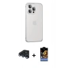 MARSİLYAN™- iPhone 15 Pro Max Kılıf Eksen Form Serisi - Siyah Buffer Hayalet Cam Ekran Koruyucu + Raze Metal Kamera Lens - LT