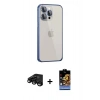 MARSİLYAN™- iPhone 15 Pro Max Kılıf Eksen Form Serisi - Siyah Buffer Hayalet Cam Ekran Koruyucu + Raze Metal Kamera Lens - SH
