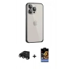 MARSİLYAN™- iPhone 15 Pro Max Kılıf Eksen Form Serisi - Siyah Buffer Hayalet Cam Ekran Koruyucu + Raze Metal Kamera Lens - SH