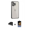 MARSİLYAN™- iPhone 15 Pro Max Kılıf Eksen Form Serisi - Siyah Buffer Hayalet Cam Ekran Koruyucu + Raze Metal Kamera Lens - GS