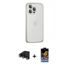 MARSİLYAN™- iPhone 15 Pro Max Kılıf Eksen Form Serisi - Siyah Buffer Hayalet Cam Ekran Koruyucu + Raze Metal Kamera Lens - SH