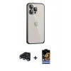 MARSİLYAN™- iPhone 15 Pro Max Kılıf Eksen Form Serisi - Siyah Buffer Hayalet Cam Ekran Koruyucu + Raze Metal Kamera Lens - LT