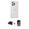 MARSİLYAN™- iPhone 15 Pro Max Kılıf Eksen Form Serisi - Siyah Buffer Hayalet Cam Ekran Koruyucu + Raze Metal Kamera Lens - SH