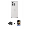 MARSİLYAN™- iPhone 15 Pro Max Kılıf Eksen Form Serisi - Siyah Buffer Hayalet Cam Ekran Koruyucu + Raze Metal Kamera Lens - TMGI
