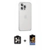 MARSİLYAN™- iPhone 15 Pro Max Kılıf Eksen Form Serisi - Siyah Buffer Hayalet Cam Ekran Koruyucu + PVD Metal Kamera Lens - TU