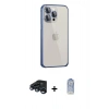 MARSİLYAN™- iPhone 15 Pro Max Kılıf Eksen Form Serisi - Siyah Joko Magic 5D Cam + Lacivert Raze Metal Kamera Lens