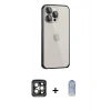 MARSİLYAN™- iPhone 15 Pro Max Kılıf Eksen Form Serisi - Siyah Joko Magic 5D Cam + PVD Metal Kamera Lens - GI