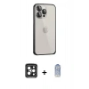 MARSİLYAN™- iPhone 15 Pro Max Kılıf Eksen Form Serisi - Siyah Joko Magic 5D Cam + PVD Metal Kamera Lens - SH