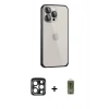 MARSİLYAN™- iPhone 15 Pro Max Kılıf Eksen Form Serisi - Siyah Joko Magic 5D Hayalet Cam + PVD Metal Kamera Lens - LT