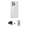 MARSİLYAN™- iPhone 15 Pro Max Kılıf Eksen Form Serisi - Siyah Polymer Nano Ekran Koruyucu + Raze Metal Kamera Lens - GS