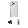 MARSİLYAN™- iPhone 15 Pro Max Kılıf Eksen Form Serisi - Siyah Polymer Nano Ekran Koruyucu + Raze Metal Kamera Lens - GS