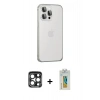 MARSİLYAN™- iPhone 15 Pro Max Kılıf Eksen Form Serisi - Siyah Polymer Nano Ekran Koruyucu + PVD Metal Kamera Lens - LT