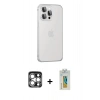 MARSİLYAN™- iPhone 15 Pro Max Kılıf Eksen Form Serisi - Siyah Polymer Nano Ekran Koruyucu + PVD Metal Kamera Lens - GS