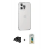 MARSİLYAN™- iPhone 15 Pro Max Kılıf Eksen Form Serisi - Siyah Polymer Nano Ekran Koruyucu + Titanyum Gri Raze Metal Kamera Lens