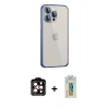 MARSİLYAN™- iPhone 15 Pro Max Kılıf Eksen Form Serisi - Siyah Polymer Nano Ekran Koruyucu + PVD Metal Kamera Lens - TU